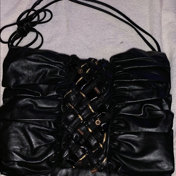 Cynthia Matthews black leather handbag - Picture 6 of 6